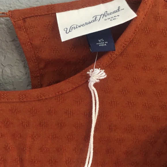 Universal Threads Rust Eyelet Ruffle Sleeve Dress - Picture 4 of 8